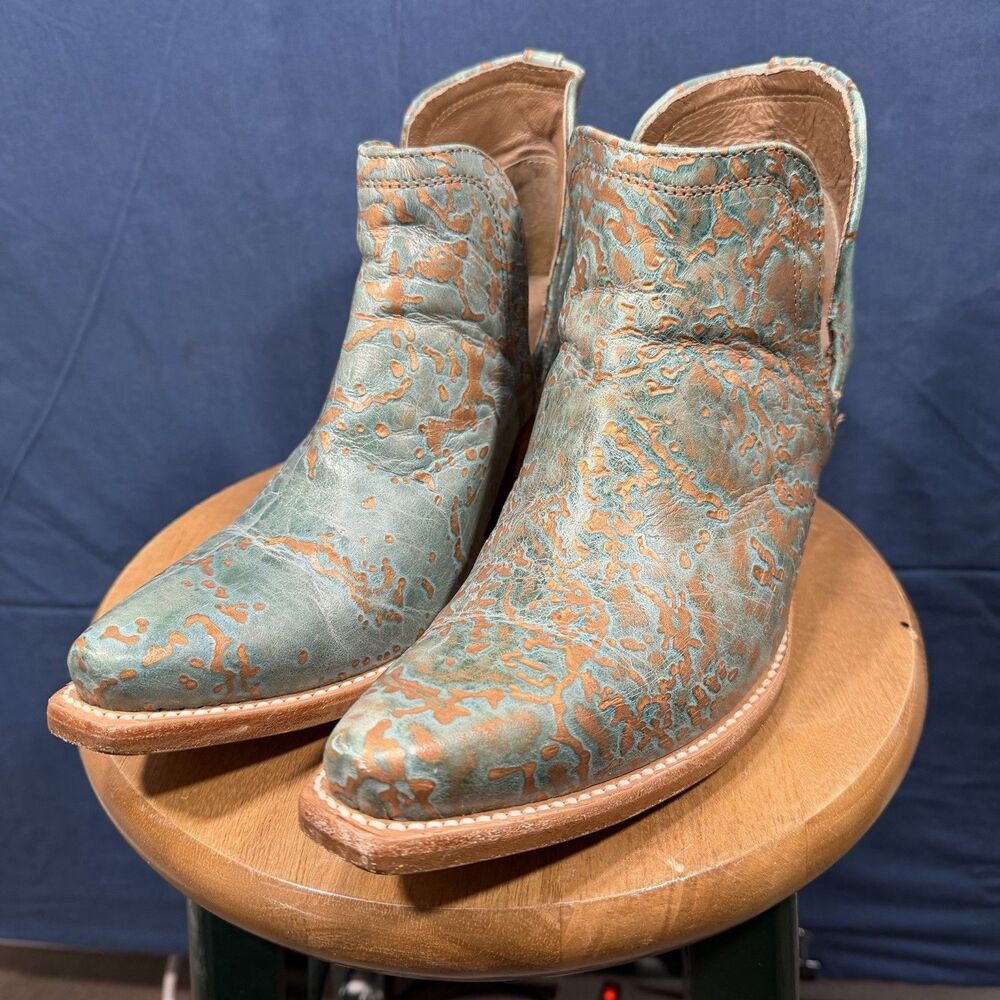 ARIAT Women's Dixon Western Boots Size 9.5B Turquoise Green Brown Leather - Picture 4 of 8